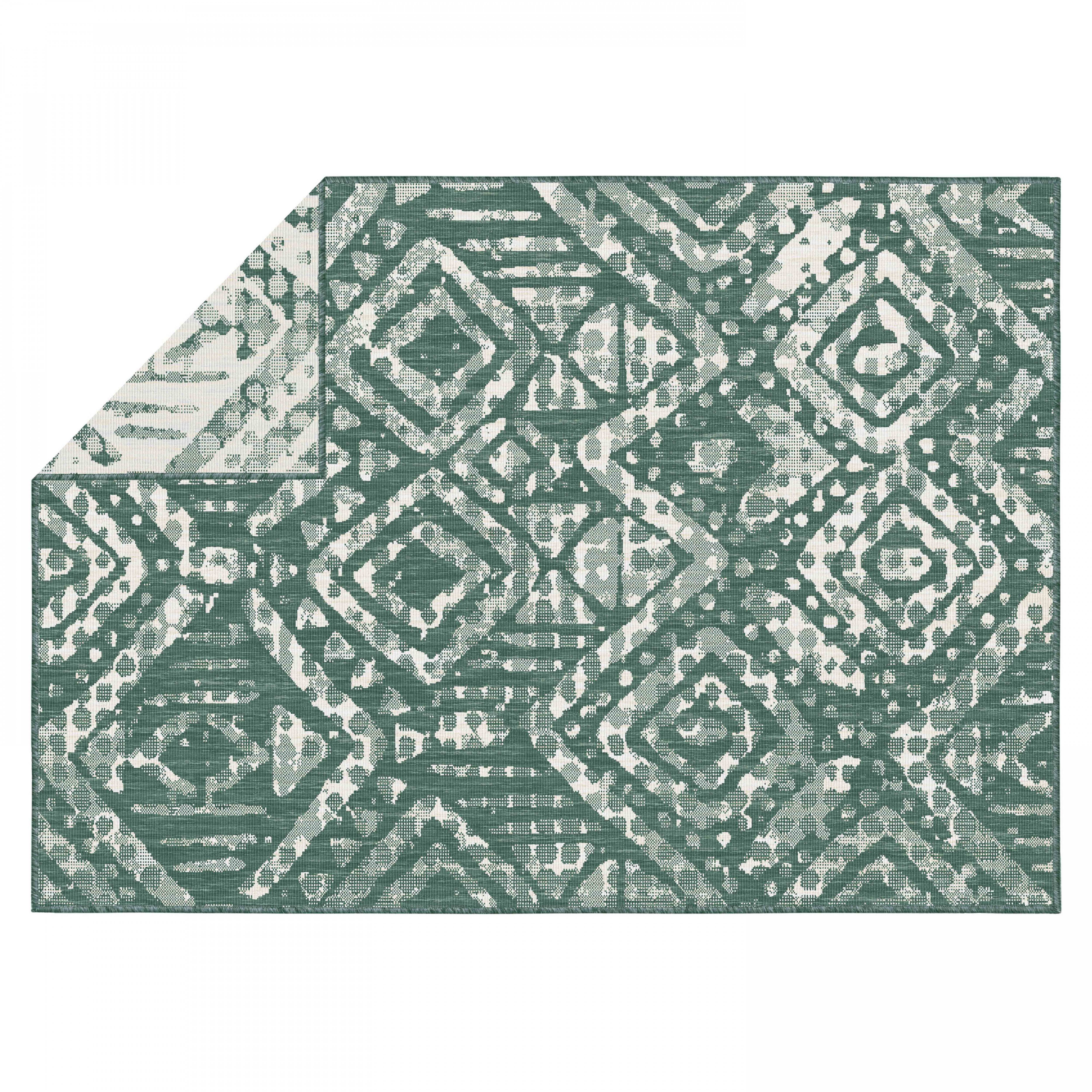 Oviala - Tapis d'extérieur en polypropylène 120 x 170 cm vert Kano - Oviala - Imagen 4