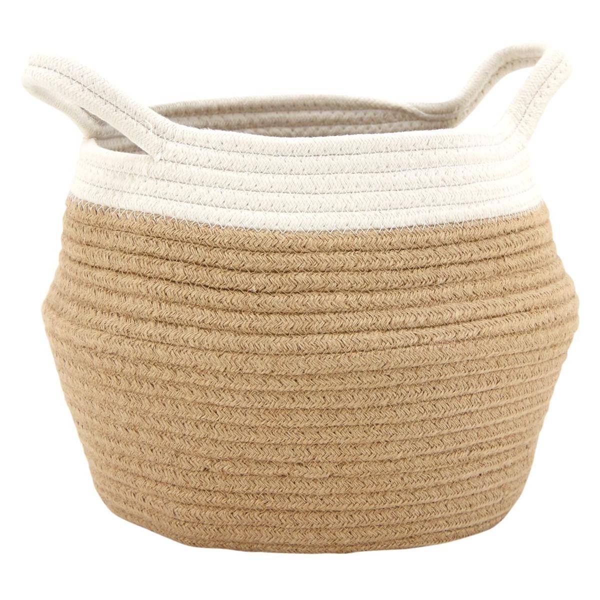 Aubry Gaspard - Set de 3 corbeilles en corde blanc et naturel avec 2 anses - Imagen 1