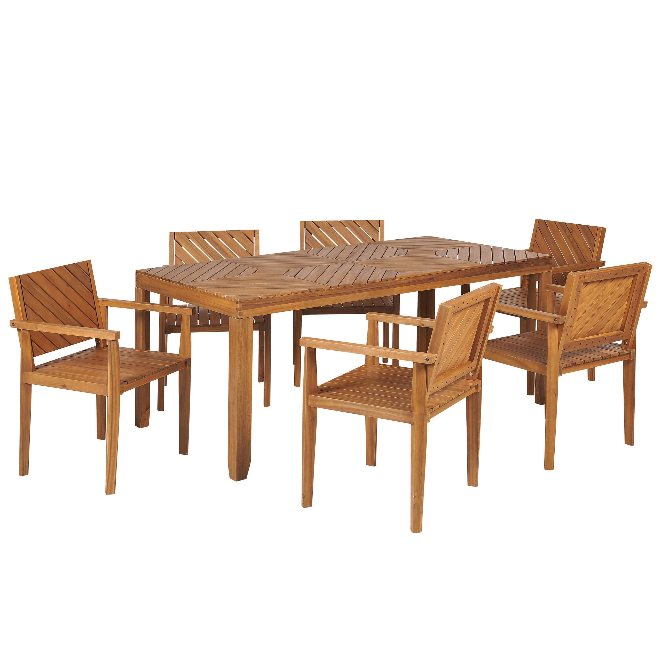 Beliani - Set de salle à manger, 6 Personnes Acacia Marron BARATTI - Beliani - Imagen 2