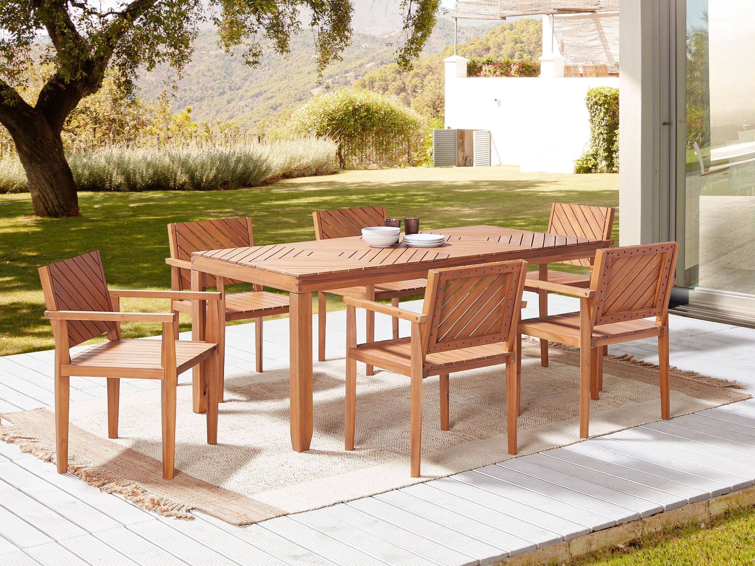 Beliani - Set de salle à manger, 6 Personnes Acacia Marron BARATTI - Beliani - Imagen 1