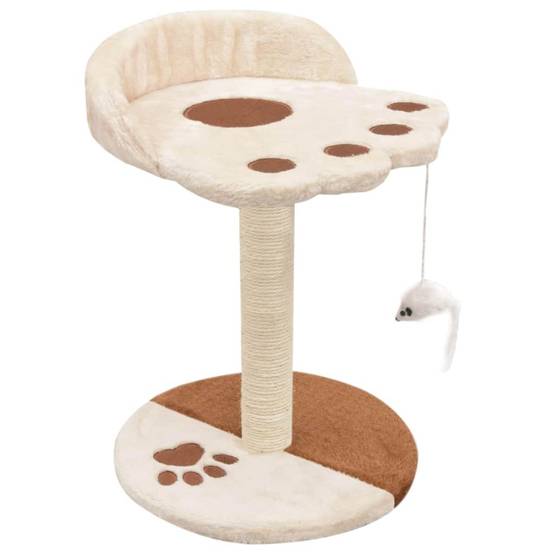 Helloshop26 - Arbre à chat griffoir grattoir niche jouet animaux peluché en sisal 40 cm beige et marron - Image 2