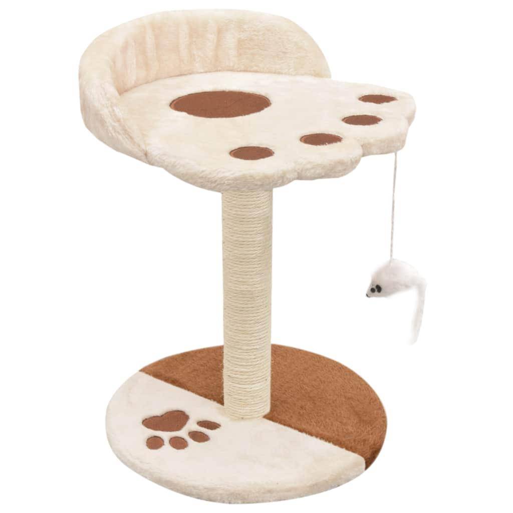 Helloshop26 - Arbre à chat griffoir grattoir niche jouet animaux peluché en sisal 40 cm beige et marron - Imagen 2
