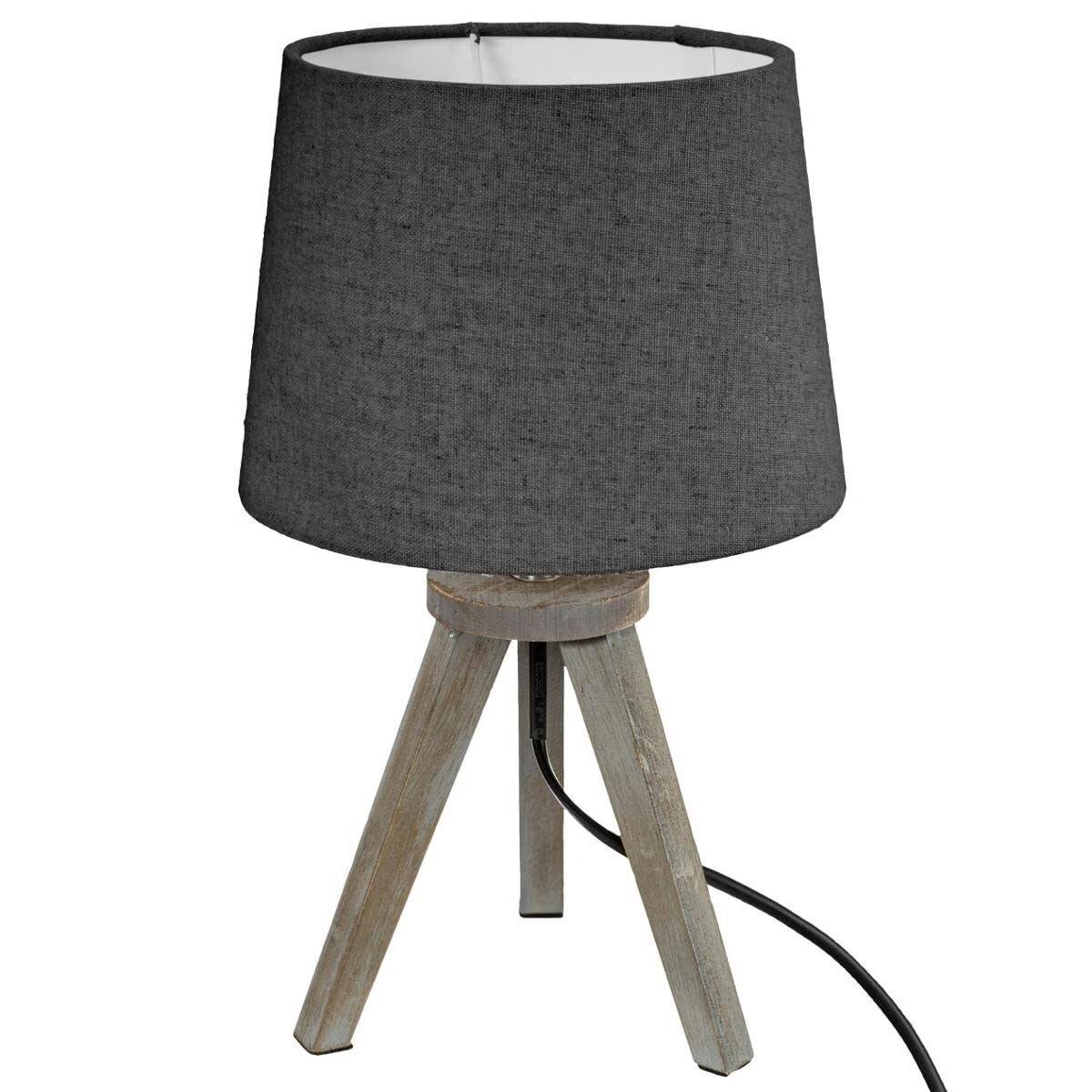 Lampe à Poser Trépied en Bois "Alexis" 31cm Gris - Image 1