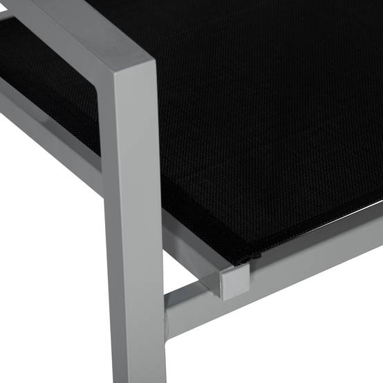 Lot de 6 chaises en aluminium gris - textilène noir - HAPPY GARDEN - Image 6