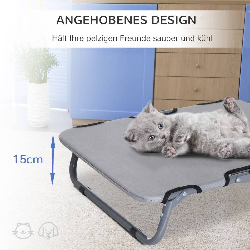 Lit de Camp Chien Surélevé Acier Pliable Petit Chien Chat Extérieur Gris 59x46cm - ComfortXL Pet Living - Image 4