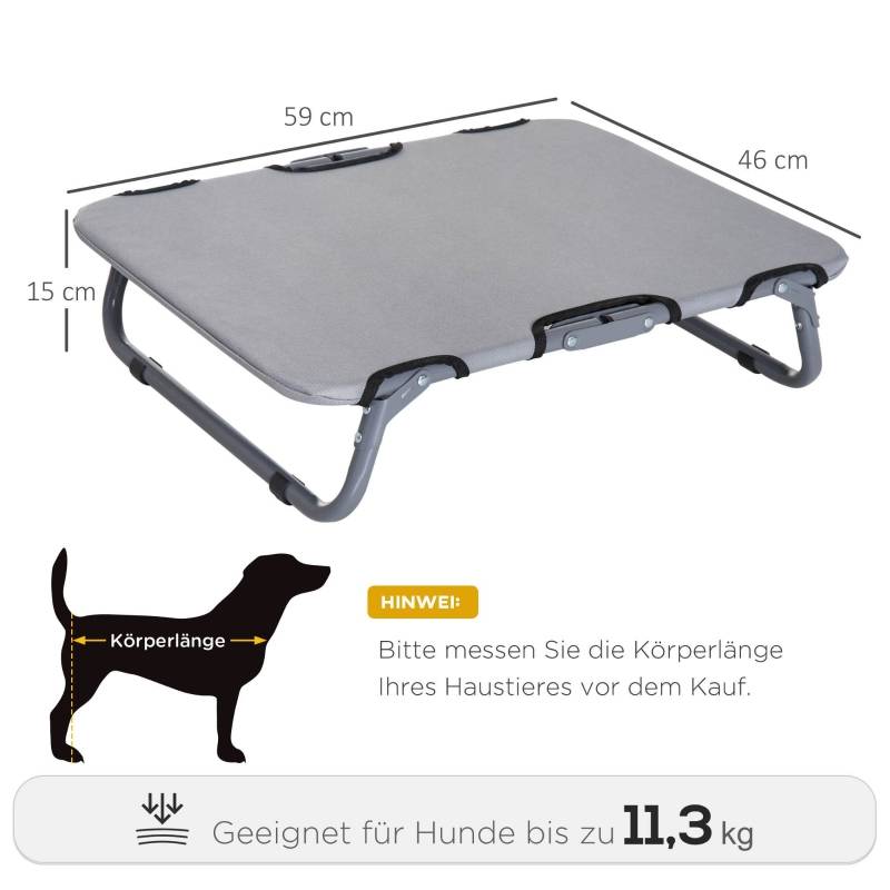 Lit de Camp Chien Surélevé Acier Pliable Petit Chien Chat Extérieur Gris 59x46cm - ComfortXL Pet Living - Image 3