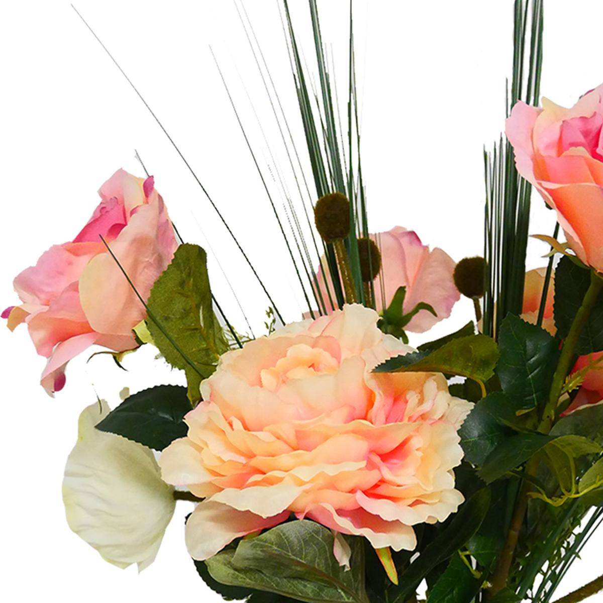 Bouquet artificiel création fleuriste H 70 cm rose sentimental - Image 3