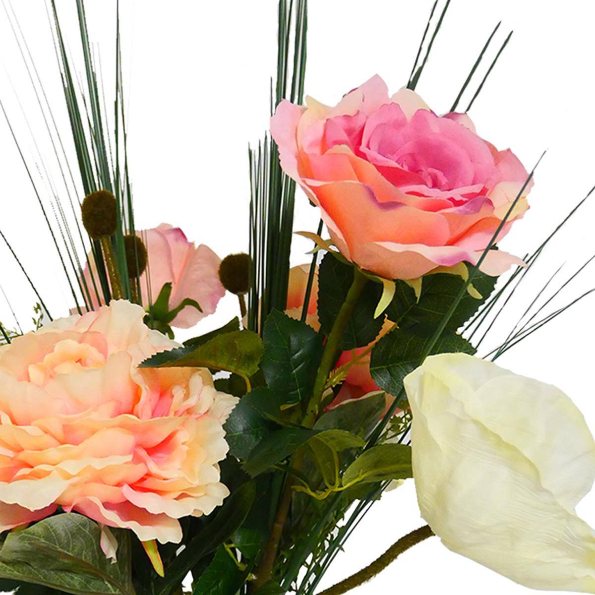 Bouquet artificiel création fleuriste H 70 cm rose sentimental - Image 2