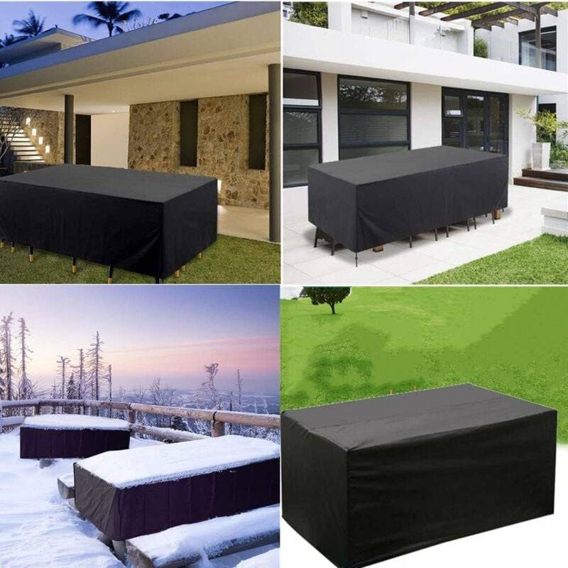 IntiMeg - Housse de protection pour table de jardin Oxford 420D - Imperméable, coupe-vent, protection UV, résistante au froid (180 x 100 x 70 cm) IntiMeg - Image 4