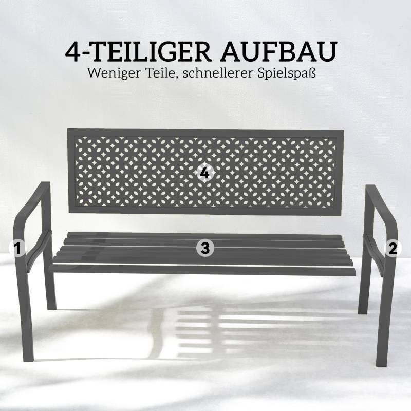 Banc de jardin en métal 2 places étanche aux intempéries Banc extérieur avec dossier résistant à la rouille, géométrique jusqu’à 240 kg - Image 7