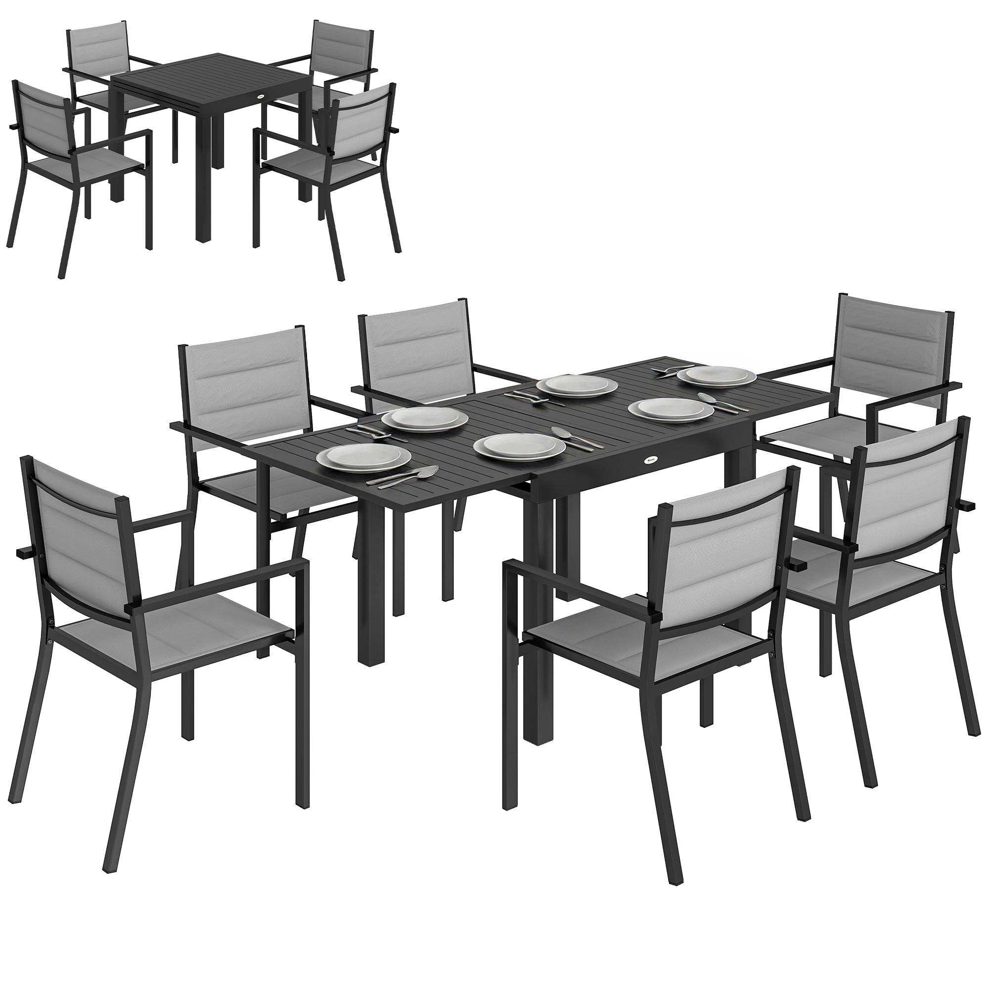 Salon de jardin aluminium gris 180 x 80 x 75 cm - PANGIVO - Image 1