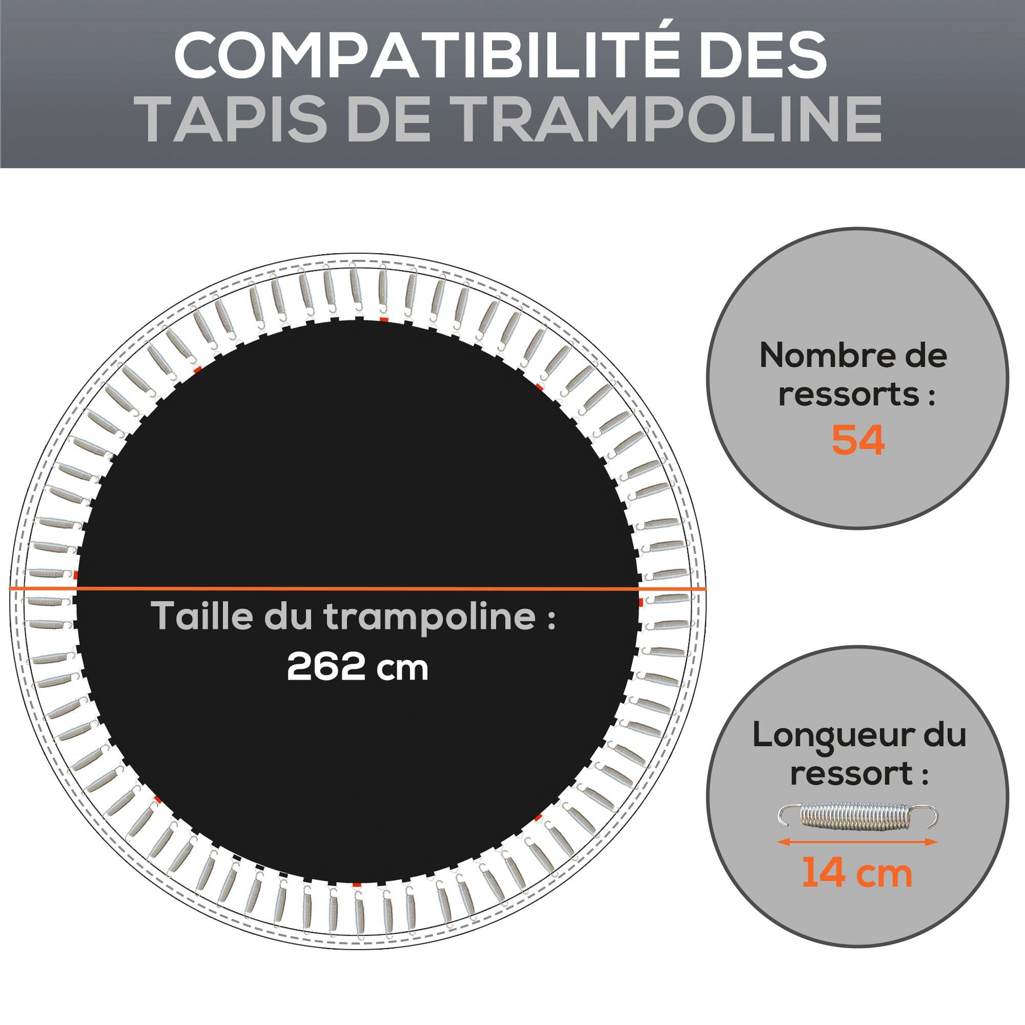 Sportnow - Tapis de rechange trampoline Ø 3 m ressorts 14 cm outil 54 crochets en V inclus - SPORTNOW - Imagen 4
