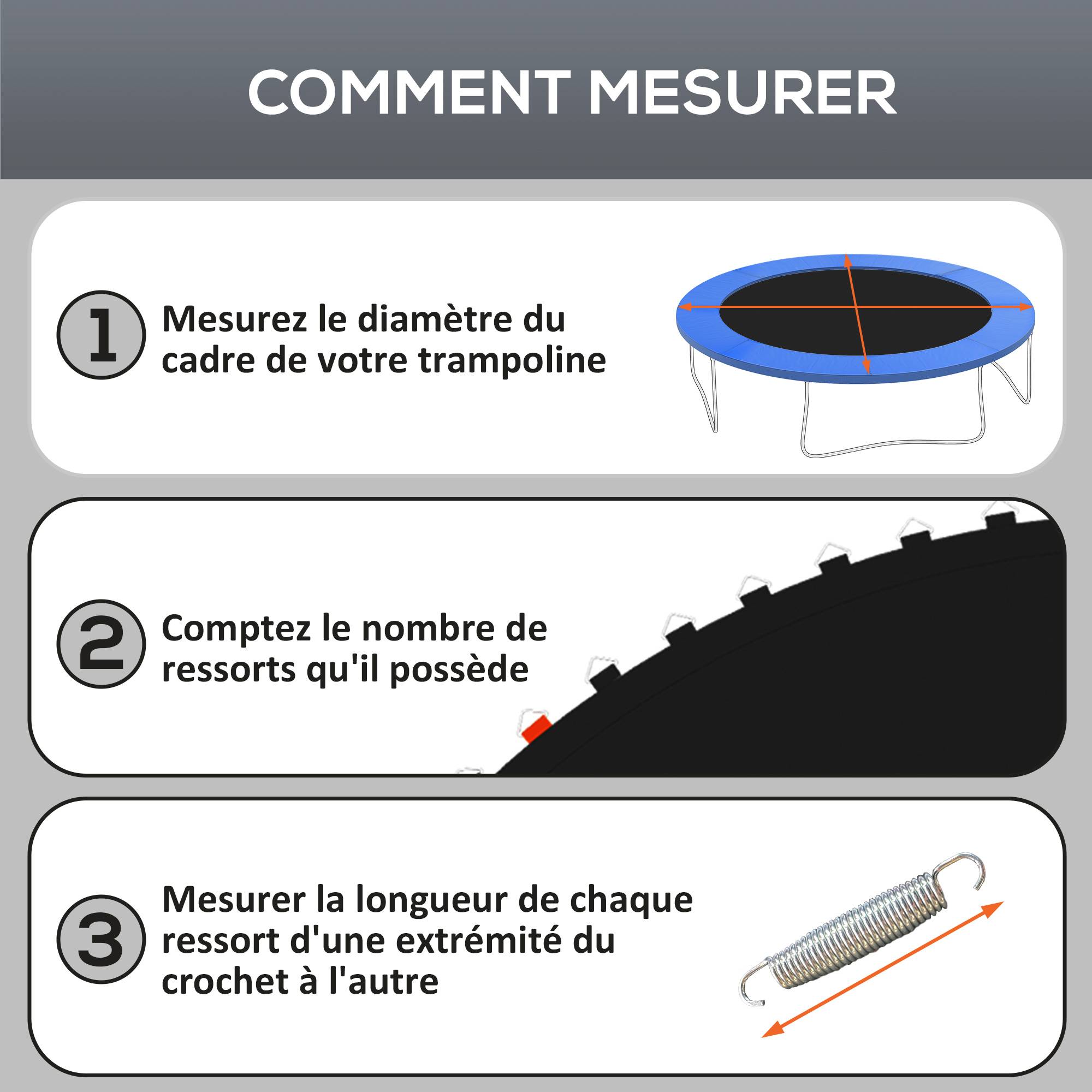 Sportnow - Tapis de rechange trampoline Ø 3 m ressorts 14 cm outil 54 crochets en V inclus - SPORTNOW - Imagen 7