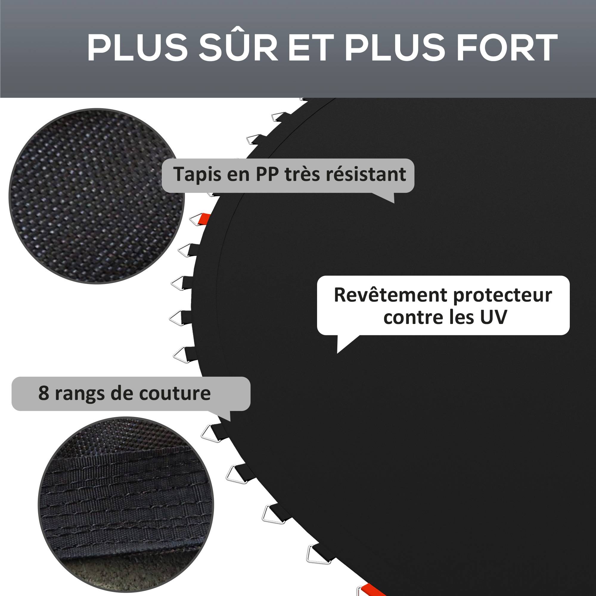 Sportnow - Tapis de rechange trampoline Ø 3 m ressorts 14 cm outil 54 crochets en V inclus - SPORTNOW - Imagen 5