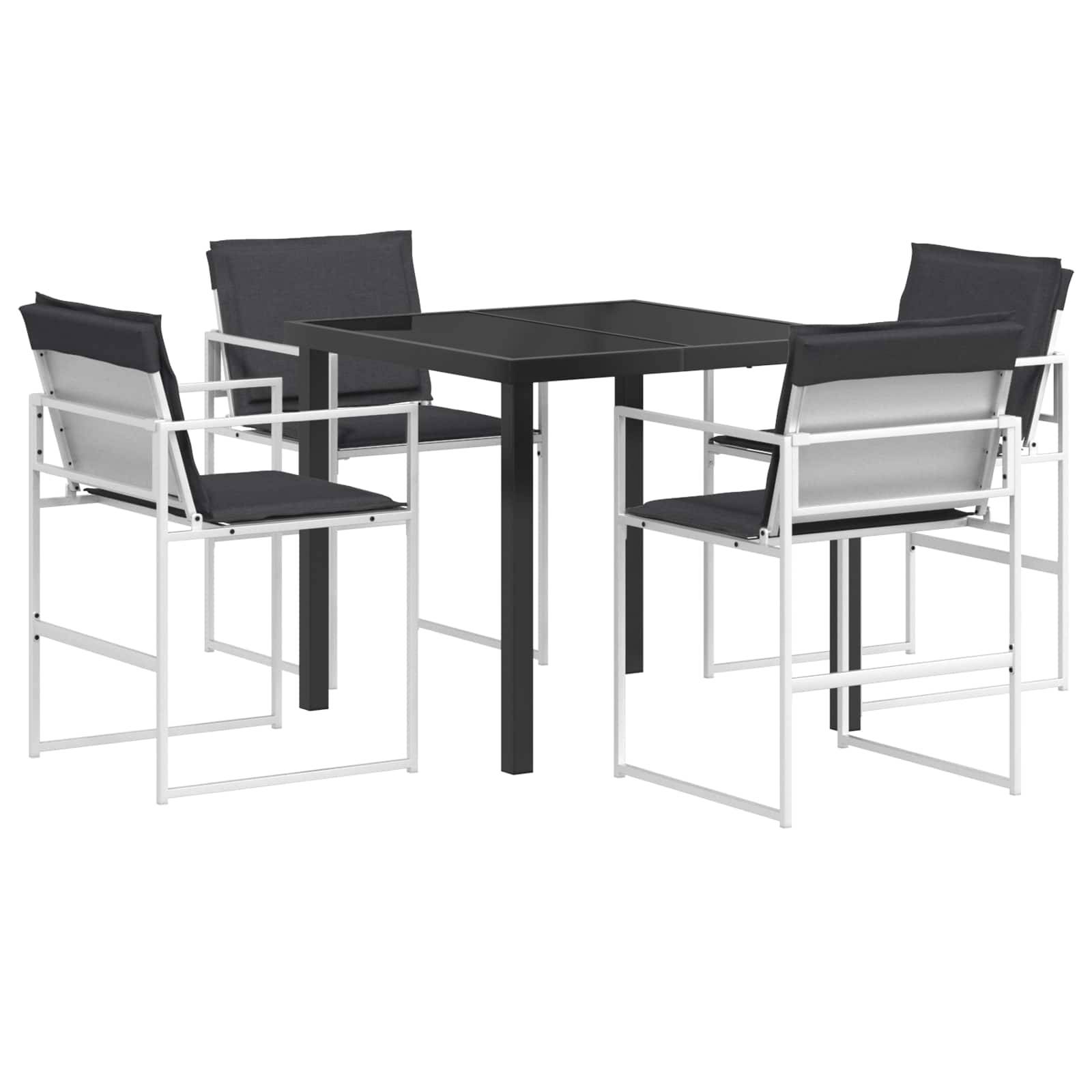 Ensemble de salle à manger de jardin acier et textilène noir 80 x 80 x 73 cm, Poids:39.6kg - PANGIVO - Image 2