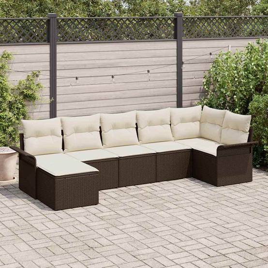 Salon de jardin bas 5 places en polyrotin avec table et pouf pour terrasse Noir – ComfortXL Outdoor Living - Image 1