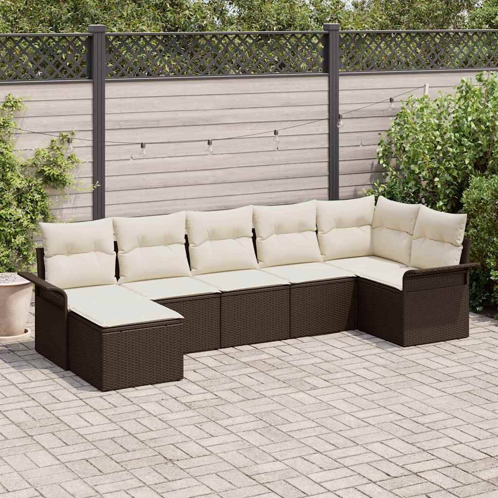 Salon de jardin bas 5 places en polyrotin avec table et pouf pour terrasse Noir – ComfortXL Outdoor Living - Image 1