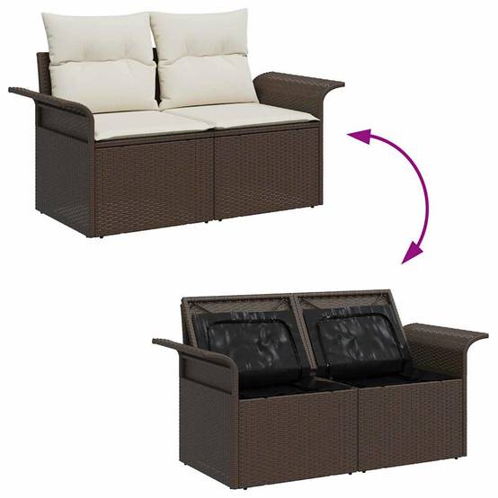 Salon de jardin bas 5 places en polyrotin avec table et pouf pour terrasse Noir – ComfortXL Outdoor Living - Image 4