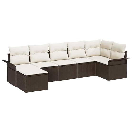 Salon de jardin bas 5 places en polyrotin avec table et pouf pour terrasse Noir – ComfortXL Outdoor Living - Image 2