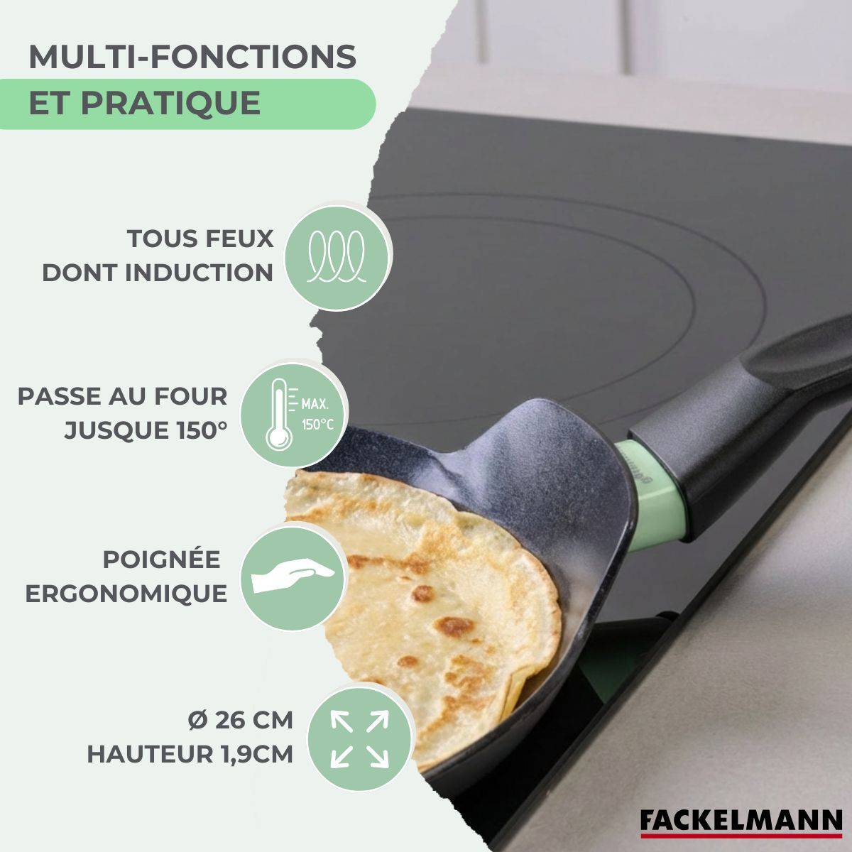 Set chandeleur crêpière 26 cm et 2 ustensiles Fackelmann Brandao - Image 4