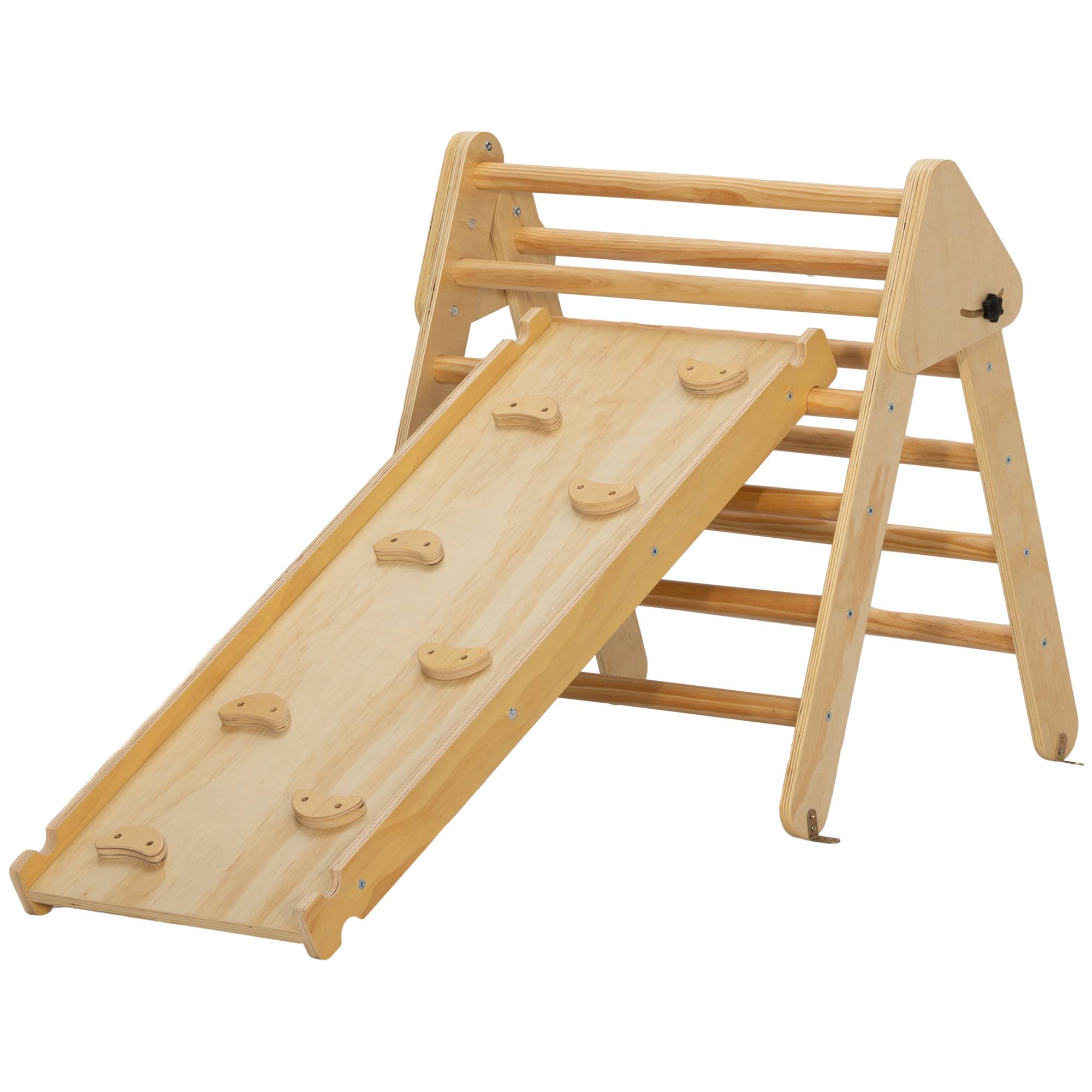 Triangle d'escalade, 3 en 1 en bois pour grimper et glisser, charge max. 50 kg, pour 18-48 mois, bois naturel - Image 2
