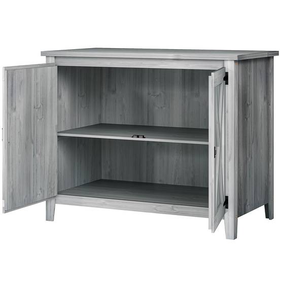 ComfortXL - Armoire de jardin en bois de sapin 110 x 60 x 88,5 cm gris clair double porte étagère intégrée pour terrasse - Image 2