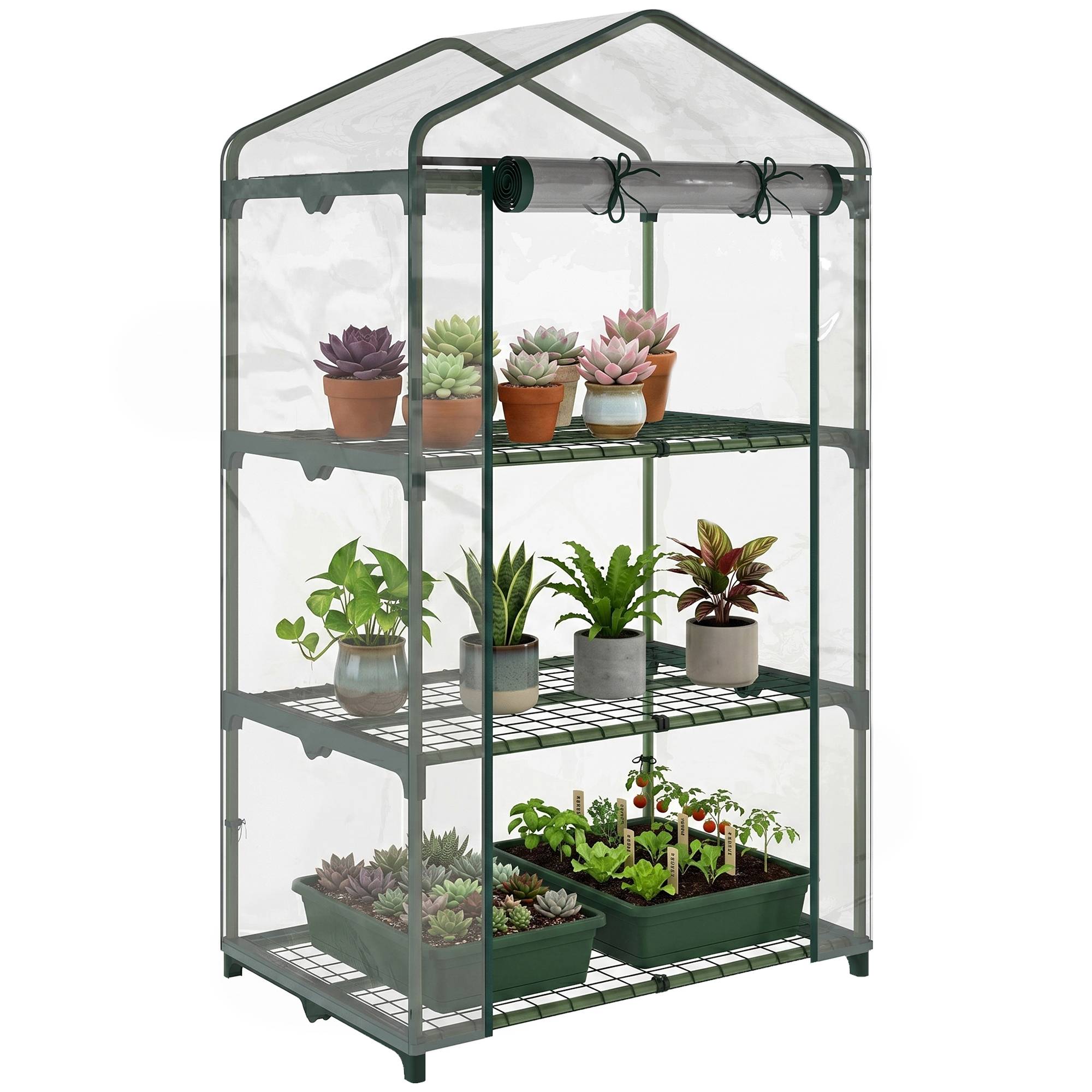 Serre de balcon acier et plastique pour semis protection hivernale 69x49x125cm transparent - ComfortXL Outdoor Living