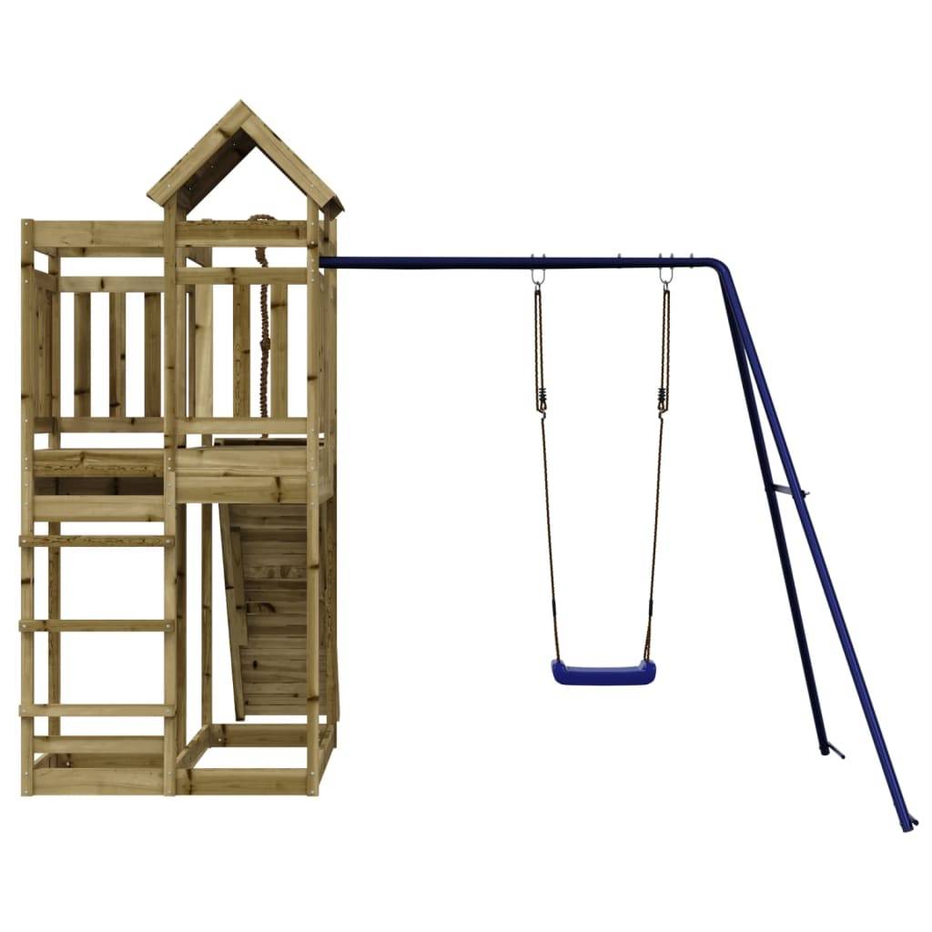 Helloshop26 - Aire de jeux d'extérieur balançoires toboggan portiques robuste jeux jardin 291 x 282 x 238 cm bois de pin imprégné - Imagen 4