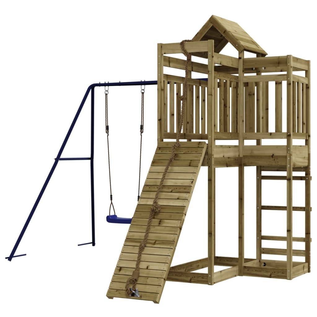 Helloshop26 - Aire de jeux d'extérieur balançoires toboggan portiques robuste jeux jardin 291 x 282 x 238 cm bois de pin imprégné - Imagen 2