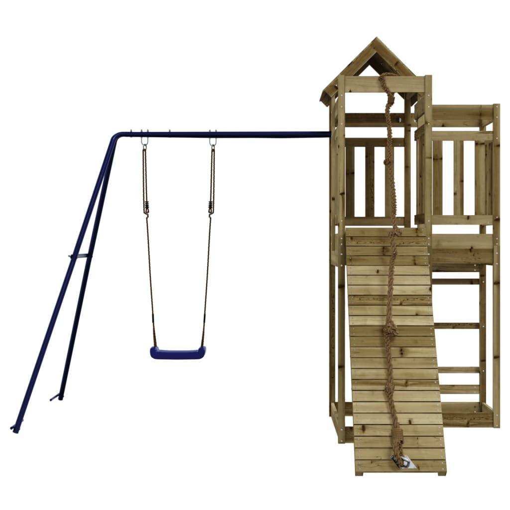 Helloshop26 - Aire de jeux d'extérieur balançoires toboggan portiques robuste jeux jardin 291 x 282 x 238 cm bois de pin imprégné - Imagen 3