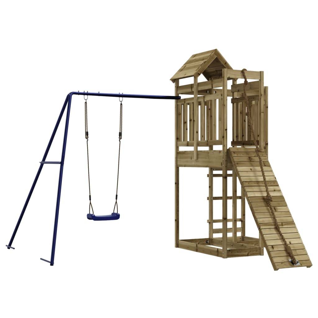 Helloshop26 - Aire de jeux d'extérieur balançoires toboggan portiques robuste jeux jardin 291 x 282 x 238 cm bois de pin imprégné - Imagen 1