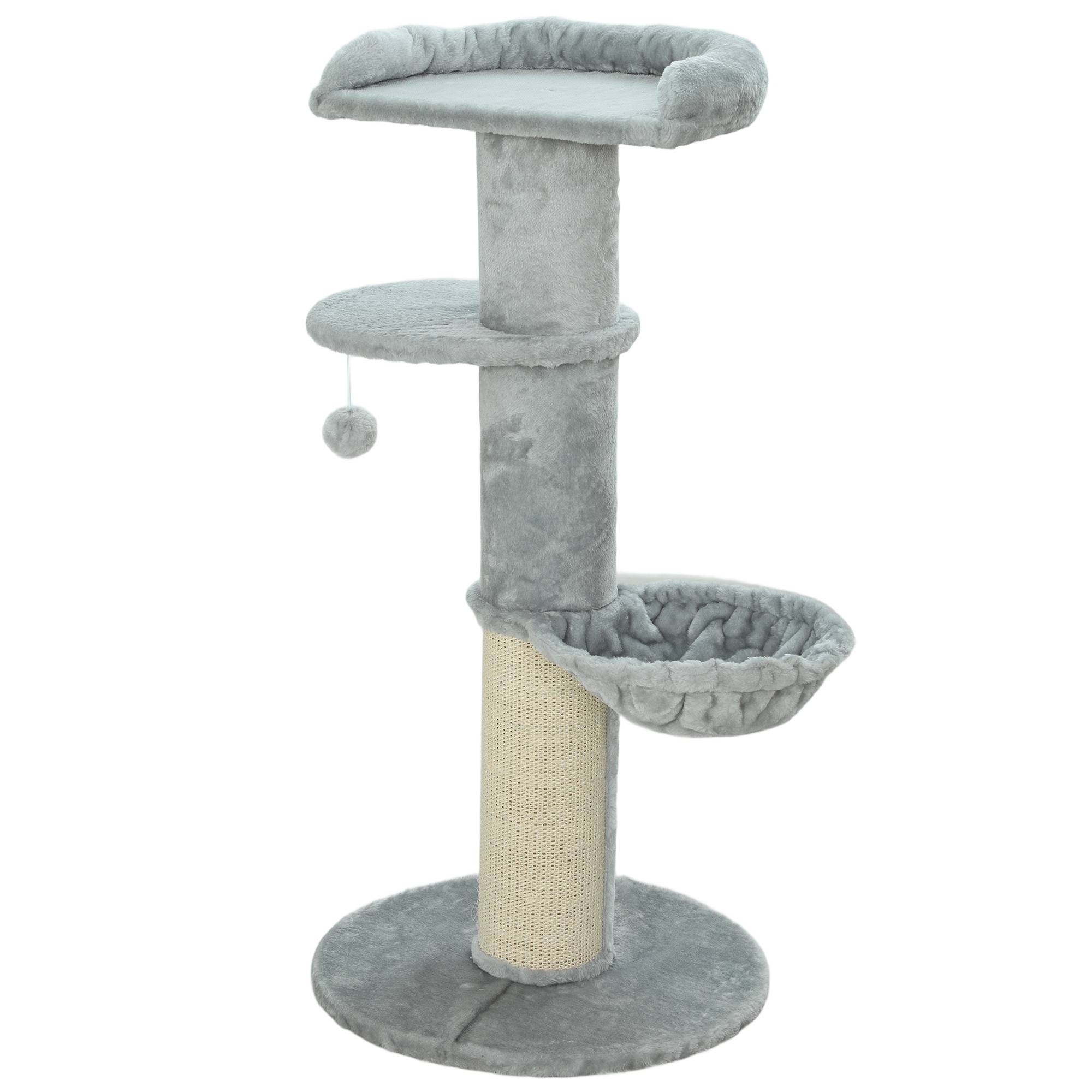 Arbre à chat sisal et peluche gris clair 48 x 48 x 103.5 cm - PANGIVO - Image 2