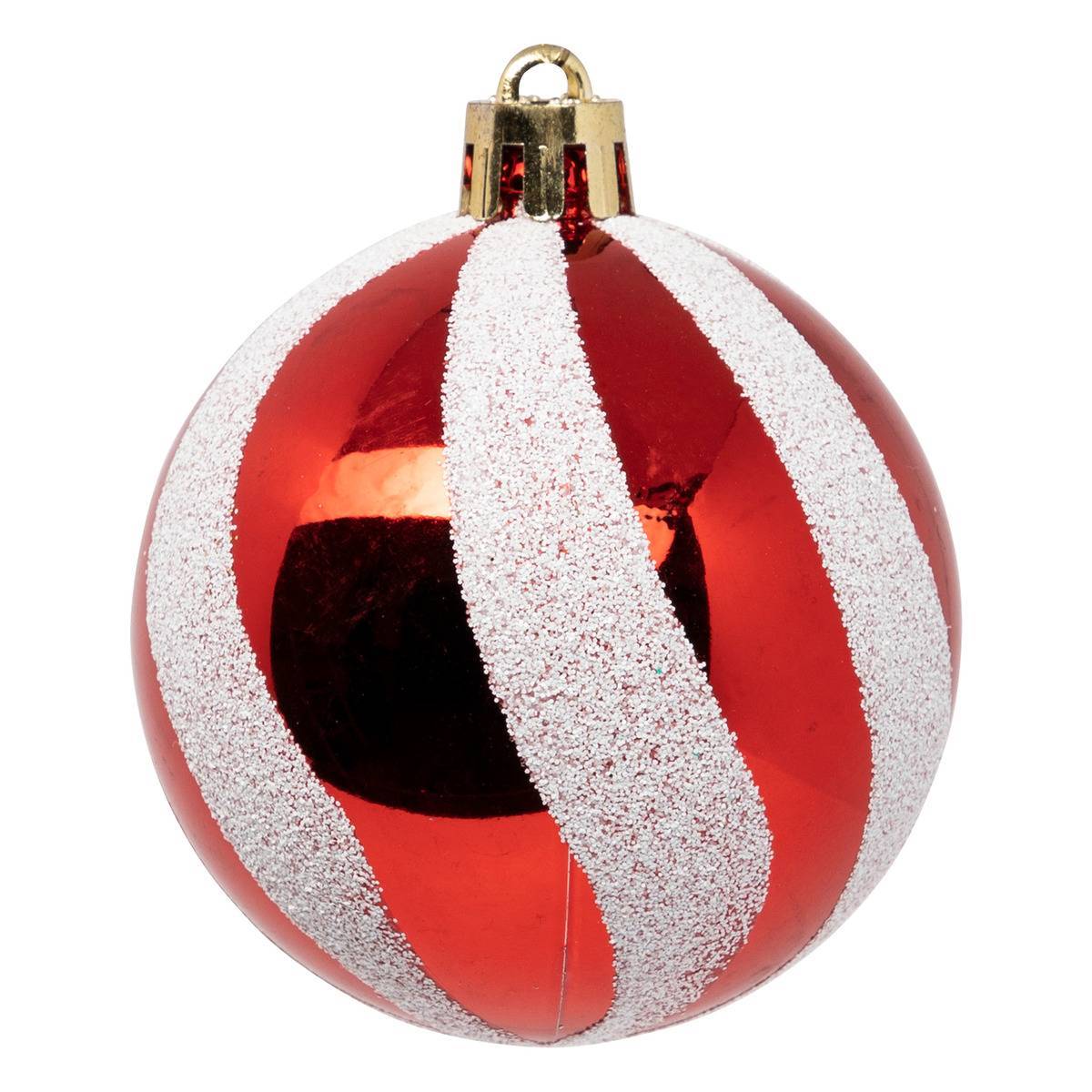 Fééric Lights & Christmas - Boules de Noël "Colorama de Noël" lot de 25 en plastique D6cm rouge blanc - Atmosphera Créateur d'intérieur - Imagen 5