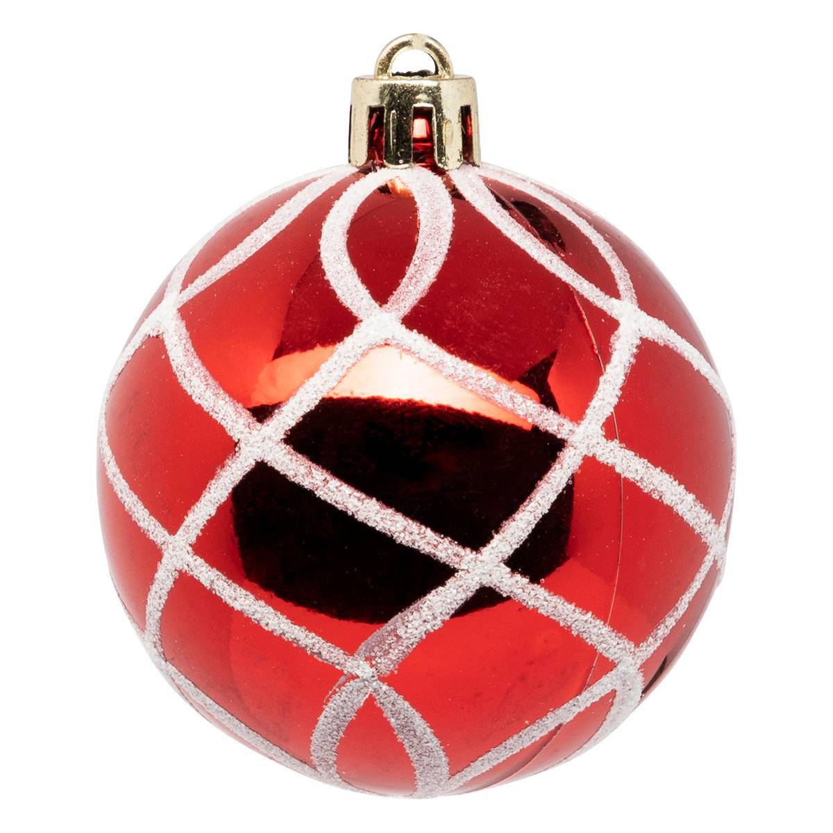 Fééric Lights & Christmas - Boules de Noël "Colorama de Noël" lot de 25 en plastique D6cm rouge blanc - Atmosphera Créateur d'intérieur - Imagen 3