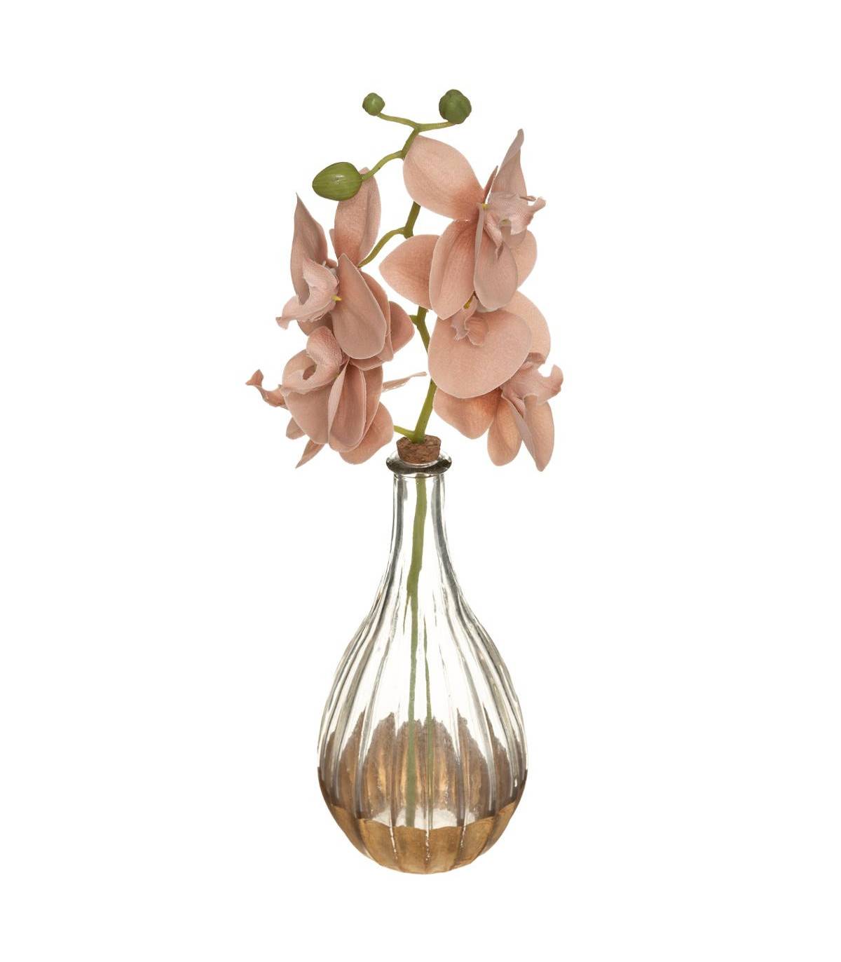Composition florale artificelle Orchidée en Soie Vase en Verre H 35 cm - Imagen 1