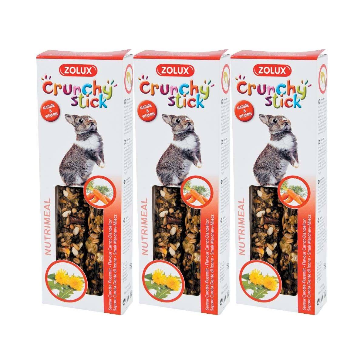 Zolux - Crunchy sticks pour lapins saveur carottes et pissenlit (Lot de 3)