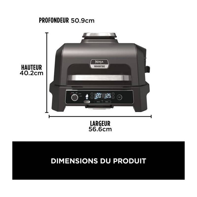 Barbecue électrique Et Fumoir Avec Thermometre - Ninja - Woodfire Pro Xl - Og850eu - Barbecue Et Air Fryer D'extérieur - Imagen 2