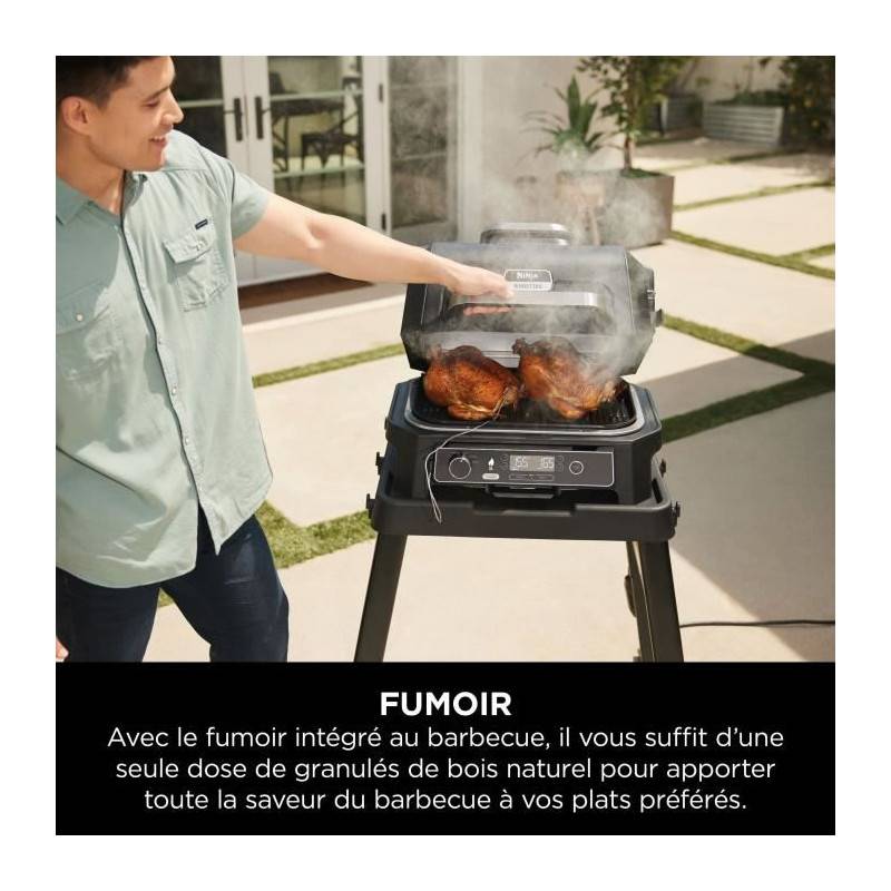 Barbecue électrique Et Fumoir Avec Thermometre - Ninja - Woodfire Pro Xl - Og850eu - Barbecue Et Air Fryer D'extérieur - Imagen 4
