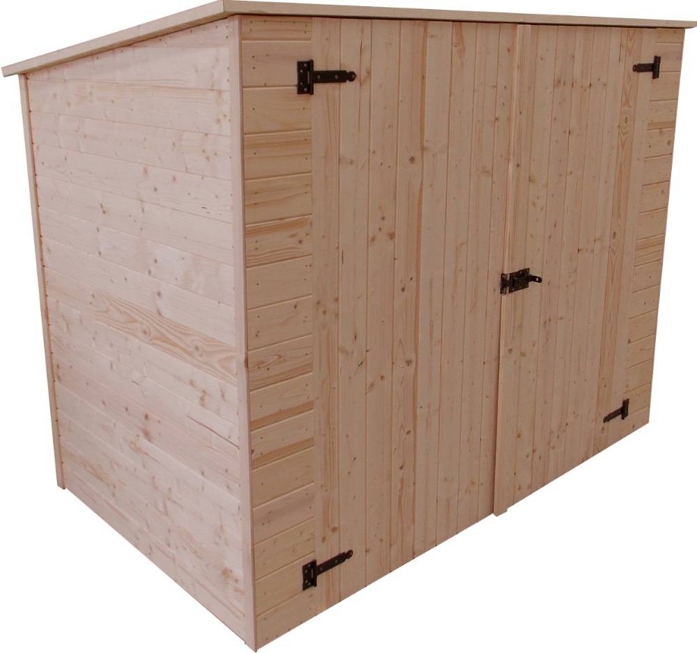 Habrita - Abri mural bois massif range-vélos-scooters-motos-mobilier de jardin gros volume couverture bitumée / 16 mm /  L 220 x l 125 x H 162 cm - Image 1