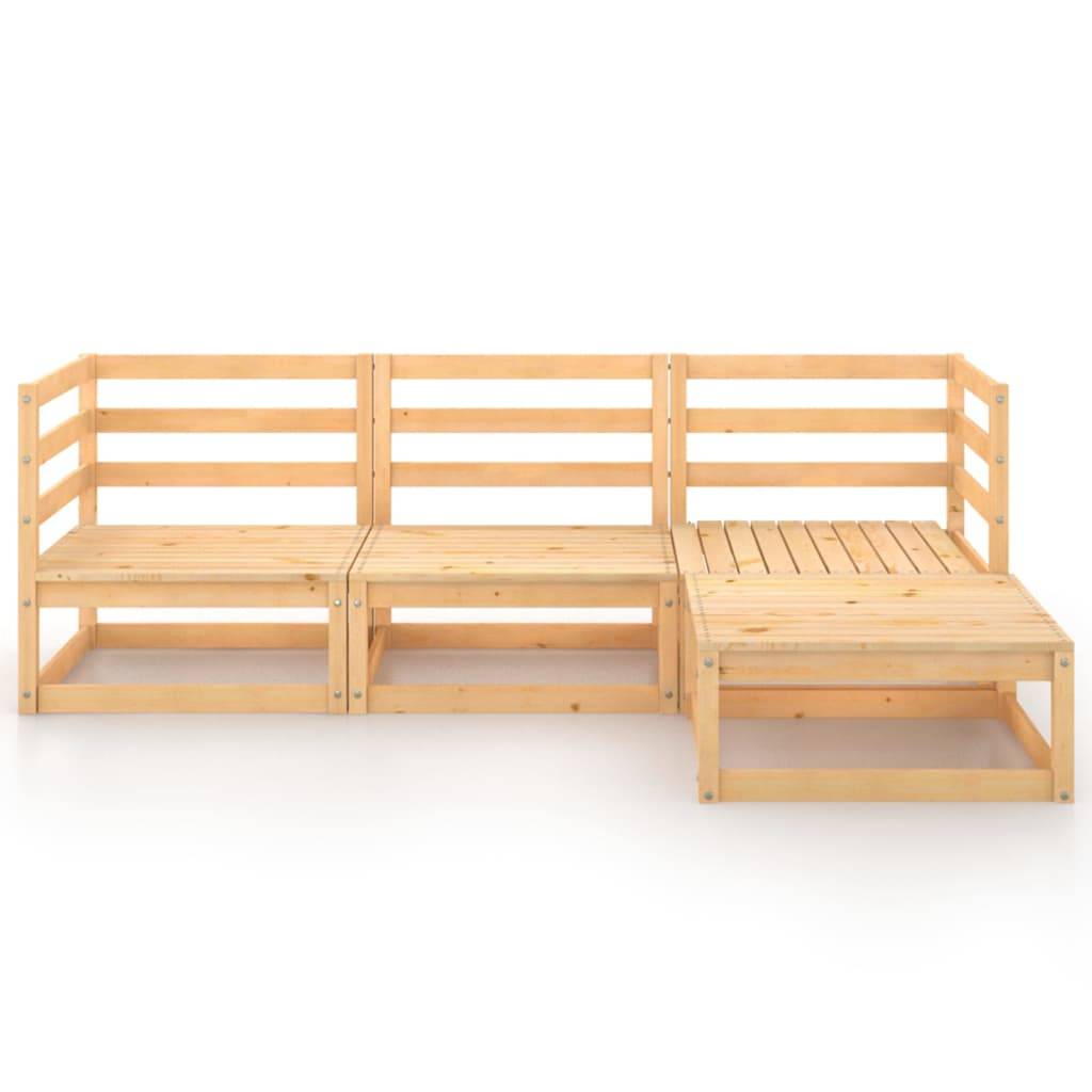 Helloshop26 - Salon de jardin meuble d'extérieur ensemble de mobilier 4 pièces bois de pin massif - Imagen 2