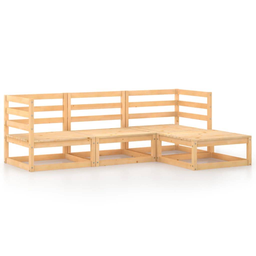 Helloshop26 - Salon de jardin meuble d'extérieur ensemble de mobilier 4 pièces bois de pin massif - Imagen 1