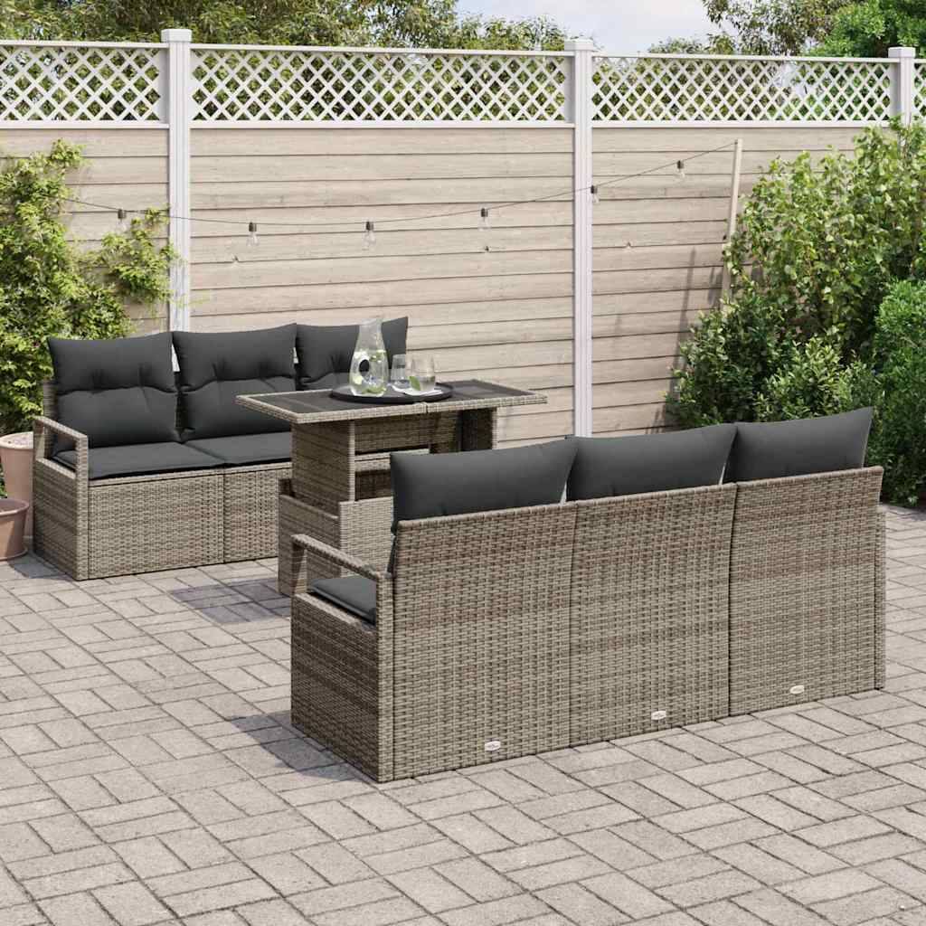 Mobilier Détente 7 Éléments Rotin Synthétique Gris avec Rangement Pratique pour Patio Moderne – ComfortXL Outdoor Living - Image 3
