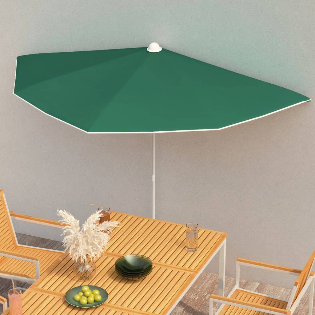 PANGIVO - Demi-parasol de jardin polyester acier vert 180 x 90 x 195 cm - PANGIVO