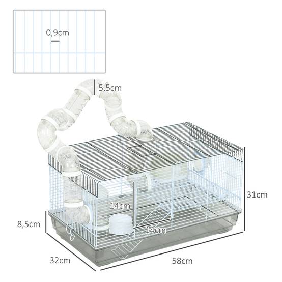 Cage pour hamster acier gris 58 x 32 x 31 cm - PANGIVO - Image 5