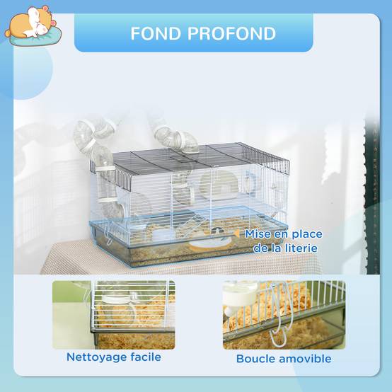 Cage pour hamster acier gris 58 x 32 x 31 cm - PANGIVO - Image 8