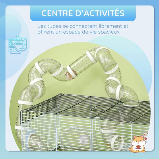 Cage pour hamster acier gris 58 x 32 x 31 cm - PANGIVO - Image 6
