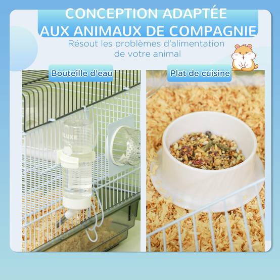 Cage pour hamster acier gris 58 x 32 x 31 cm - PANGIVO - Image 9