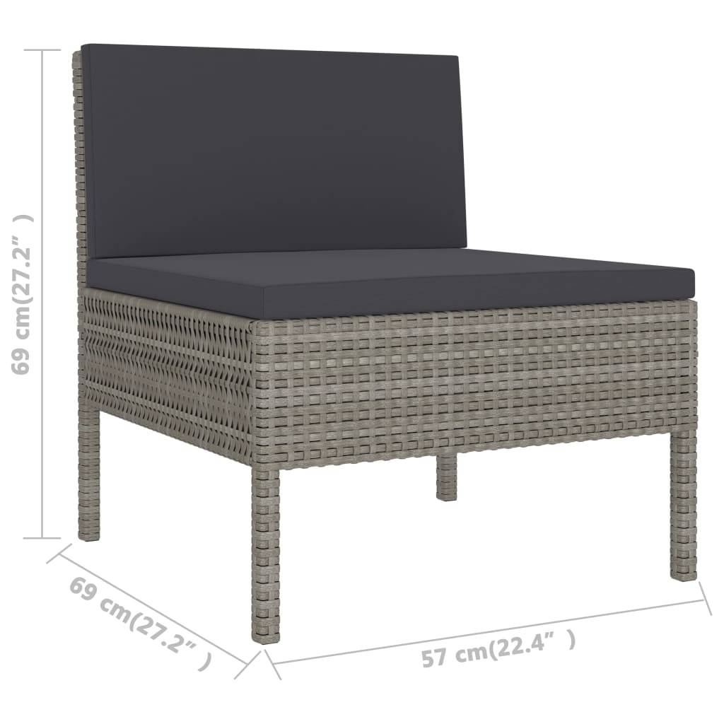 Helloshop26 - Salon de jardin meuble d'extérieur ensemble de mobilier 3 pièces avec coussins résine tressée gris - Imagen 4