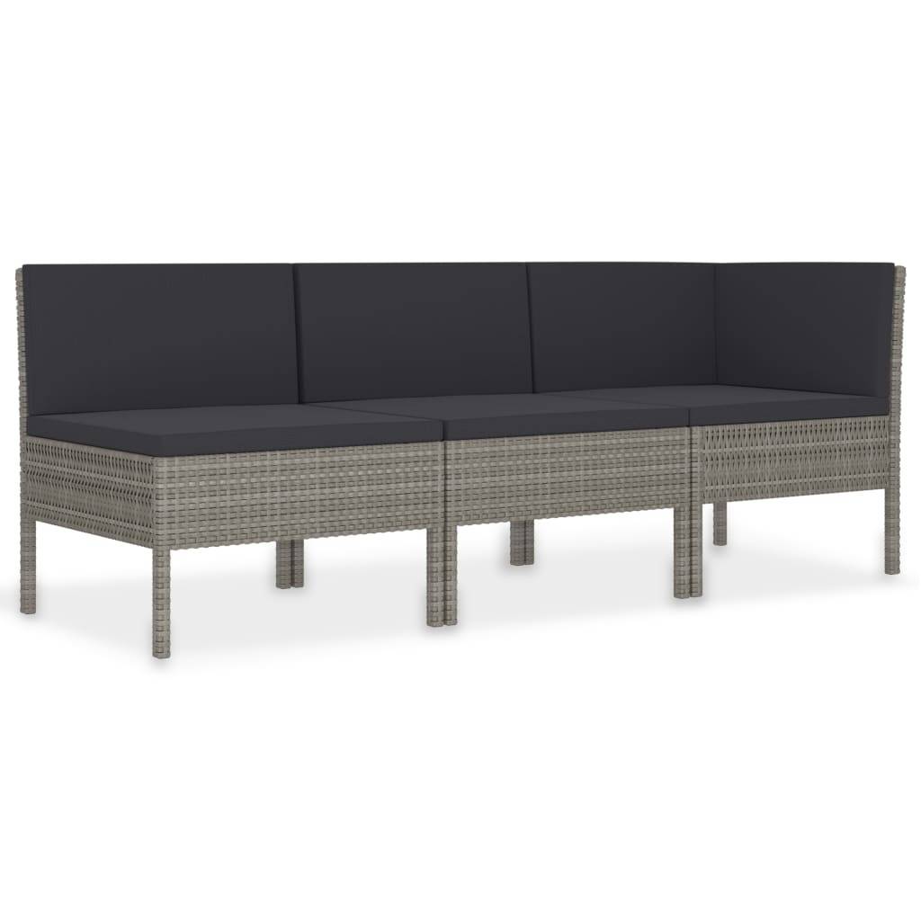 Helloshop26 - Salon de jardin meuble d'extérieur ensemble de mobilier 3 pièces avec coussins résine tressée gris - Imagen 1