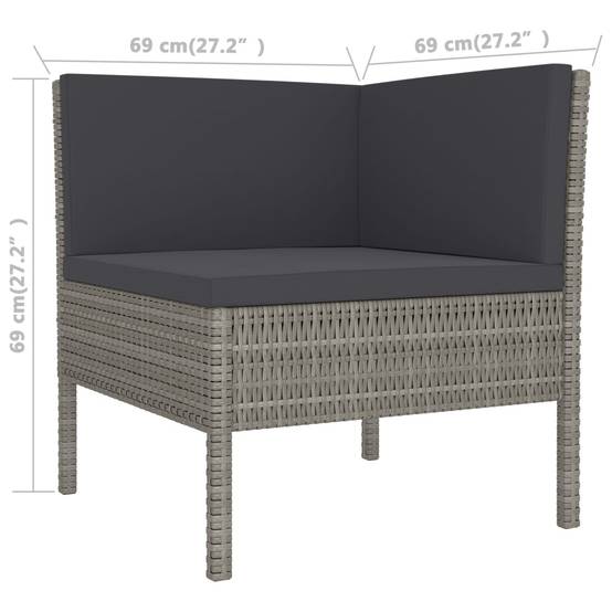 Helloshop26 - Salon de jardin meuble d'extérieur ensemble de mobilier 3 pièces avec coussins résine tressée gris - Imagen 3
